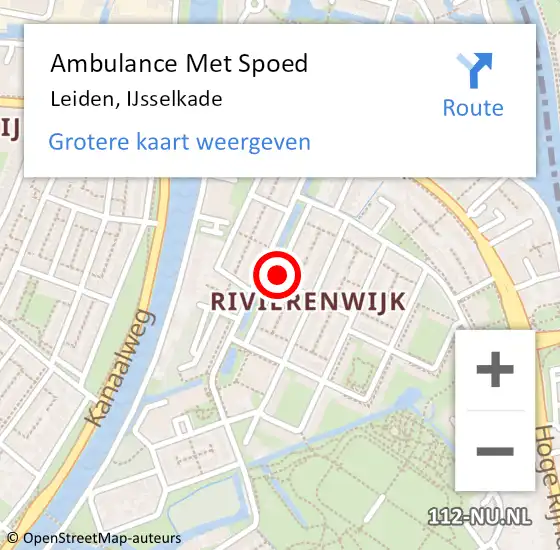 Locatie op kaart van de 112 melding: Ambulance Met Spoed Naar Leiden, IJsselkade op 3 mei 2023 08:49