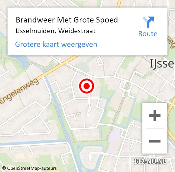 Locatie op kaart van de 112 melding: Brandweer Met Grote Spoed Naar IJsselmuiden, Weidestraat op 3 mei 2023 08:51