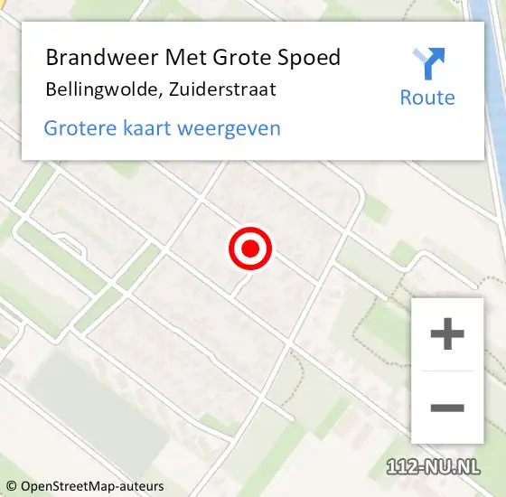 Locatie op kaart van de 112 melding: Brandweer Met Grote Spoed Naar Bellingwolde, Zuiderstraat op 3 mei 2023 09:00