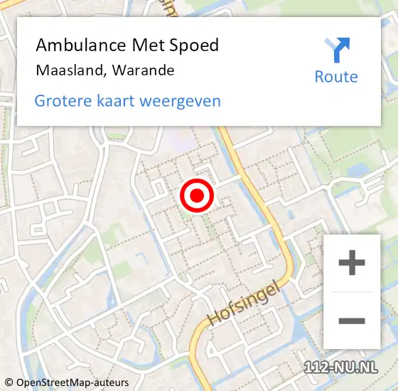 Locatie op kaart van de 112 melding: Ambulance Met Spoed Naar Maasland, Warande op 3 mei 2023 09:00