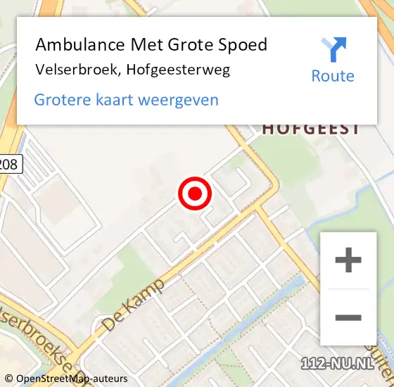 Locatie op kaart van de 112 melding: Ambulance Met Grote Spoed Naar Velserbroek, Hofgeesterweg op 3 mei 2023 09:35