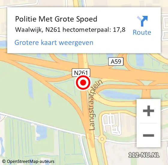 Locatie op kaart van de 112 melding: Politie Met Grote Spoed Naar Waalwijk, N261 hectometerpaal: 17,8 op 3 mei 2023 09:53