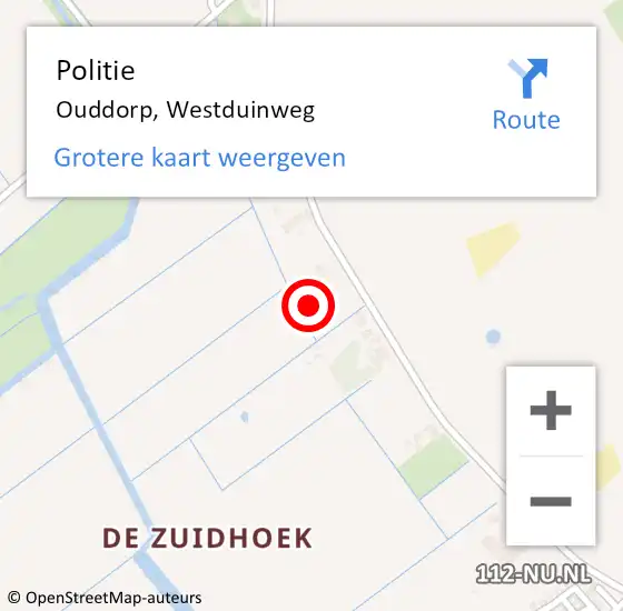 Locatie op kaart van de 112 melding: Politie Ouddorp, Westduinweg op 3 mei 2023 09:56