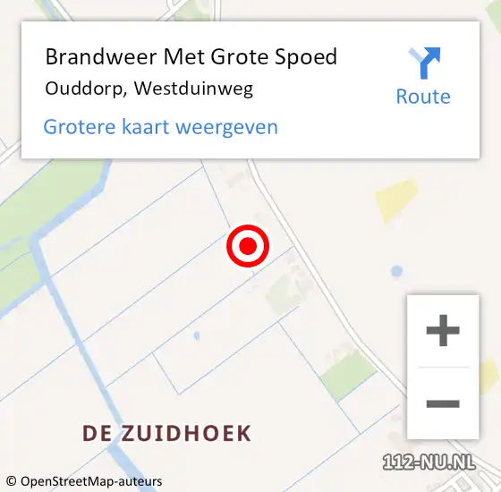 Locatie op kaart van de 112 melding: Brandweer Met Grote Spoed Naar Ouddorp, Westduinweg op 3 mei 2023 09:56