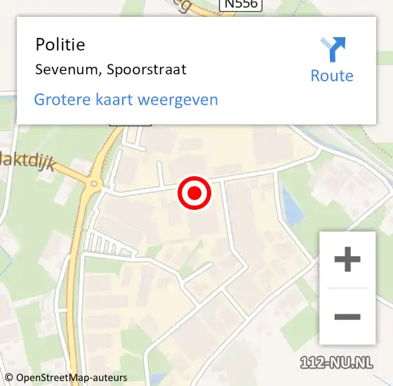 Locatie op kaart van de 112 melding: Politie Sevenum, Spoorstraat op 3 mei 2023 09:57