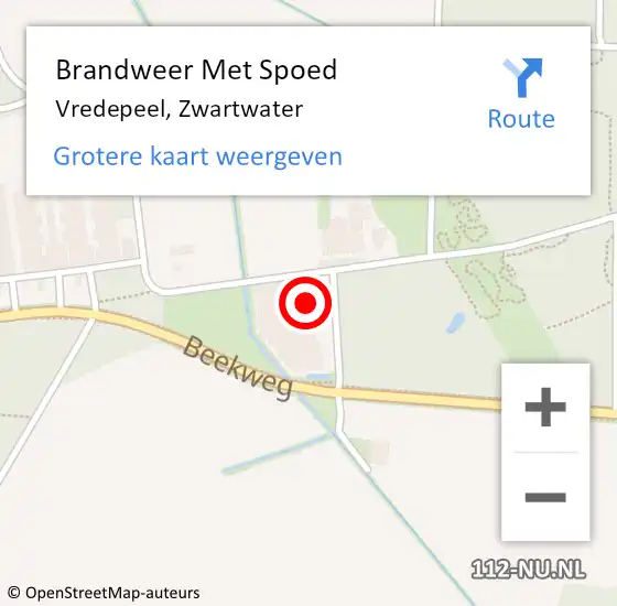 Locatie op kaart van de 112 melding: Brandweer Met Spoed Naar Vredepeel, Zwartwater op 3 mei 2023 10:10