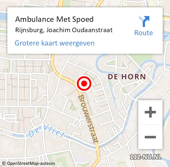 Locatie op kaart van de 112 melding: Ambulance Met Spoed Naar Rijnsburg, Joachim Oudaanstraat op 3 mei 2023 10:17