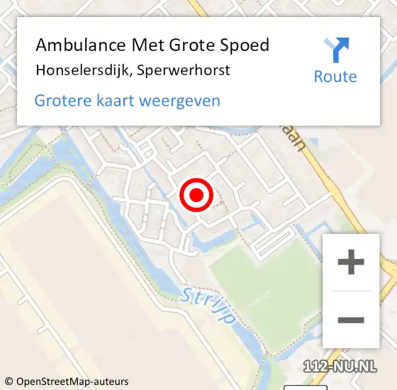 Locatie op kaart van de 112 melding: Ambulance Met Grote Spoed Naar Honselersdijk, Sperwerhorst op 3 mei 2023 10:23