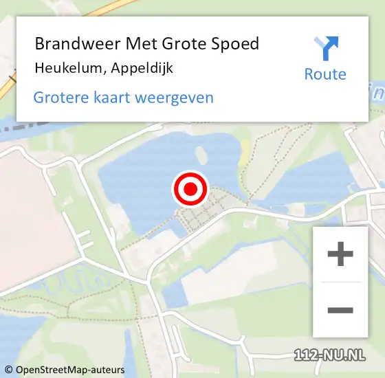 Locatie op kaart van de 112 melding: Brandweer Met Grote Spoed Naar Heukelum, Appeldijk op 3 mei 2023 10:23