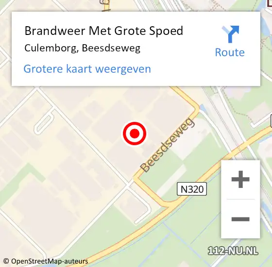 Locatie op kaart van de 112 melding: Brandweer Met Grote Spoed Naar Culemborg, Beesdseweg op 3 mei 2023 10:29