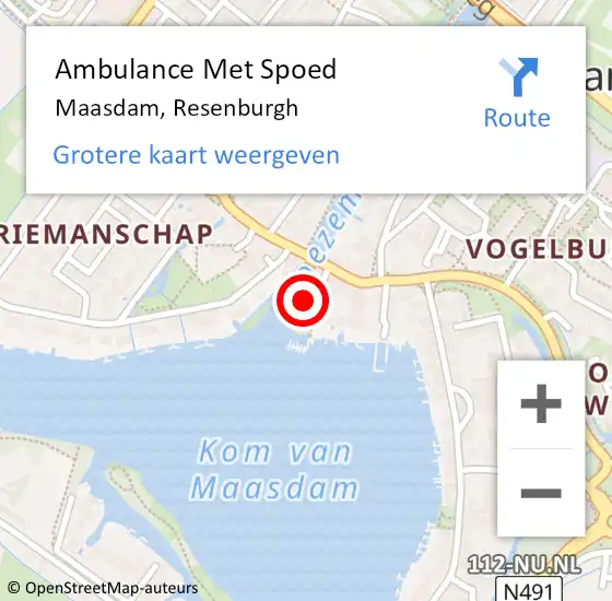 Locatie op kaart van de 112 melding: Ambulance Met Spoed Naar Maasdam, Resenburgh op 3 mei 2023 10:35