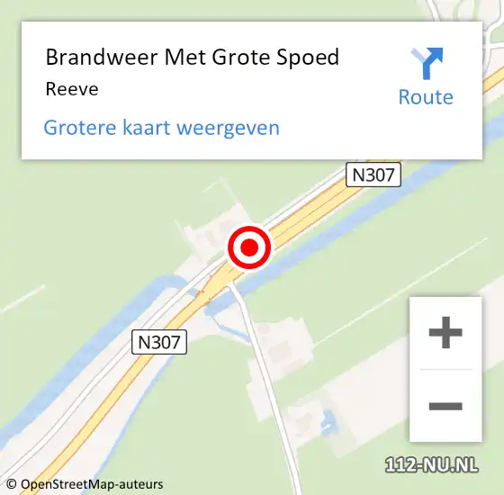 Locatie op kaart van de 112 melding: Brandweer Met Grote Spoed Naar Reeve op 3 mei 2023 10:58