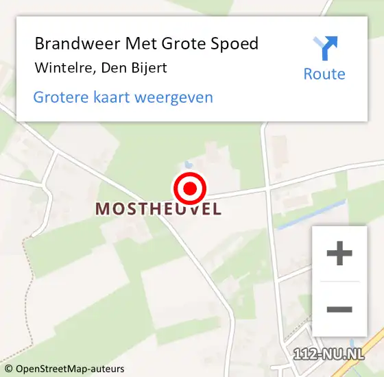 Locatie op kaart van de 112 melding: Brandweer Met Grote Spoed Naar Wintelre, Den Bijert op 3 mei 2023 11:16