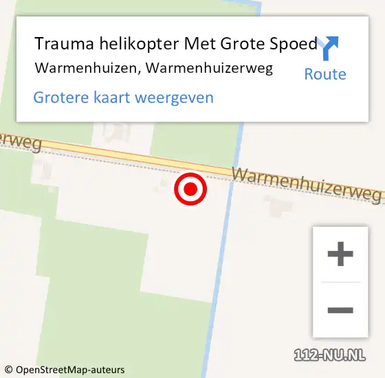 Locatie op kaart van de 112 melding: Trauma helikopter Met Grote Spoed Naar Warmenhuizen, Warmenhuizerweg op 3 mei 2023 11:24