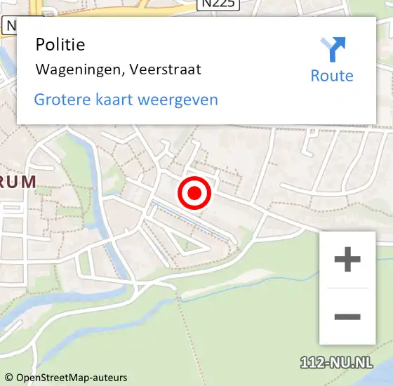 Locatie op kaart van de 112 melding: Politie Wageningen, Veerstraat op 3 mei 2023 11:40