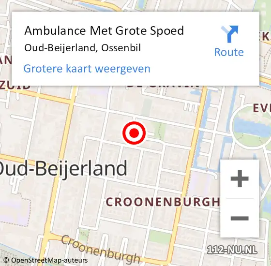 Locatie op kaart van de 112 melding: Ambulance Met Grote Spoed Naar Oud-Beijerland, Ossenbil op 3 mei 2023 11:48