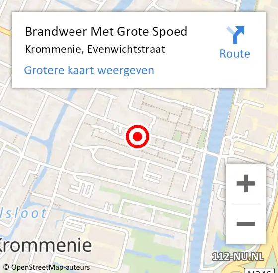 Locatie op kaart van de 112 melding: Brandweer Met Grote Spoed Naar Krommenie, Evenwichtstraat op 3 mei 2023 11:57