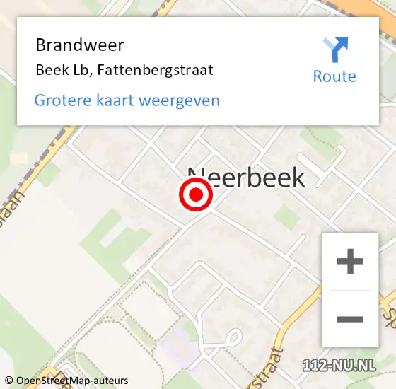 Locatie op kaart van de 112 melding: Brandweer Beek Lb, Fattenbergstraat op 24 augustus 2014 08:44