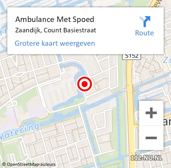 Locatie op kaart van de 112 melding: Ambulance Met Spoed Naar Zaandijk, Count Basiestraat op 3 mei 2023 12:56