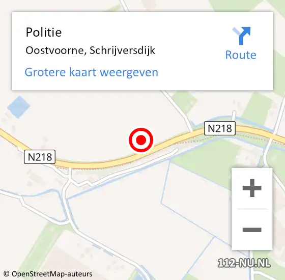 Locatie op kaart van de 112 melding: Politie Oostvoorne, Schrijversdijk op 3 mei 2023 12:59