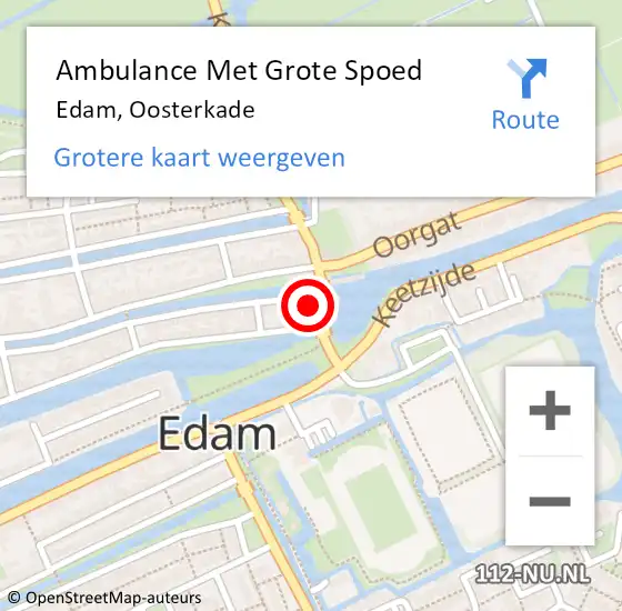 Locatie op kaart van de 112 melding: Ambulance Met Grote Spoed Naar Edam, Oosterkade op 3 mei 2023 12:59