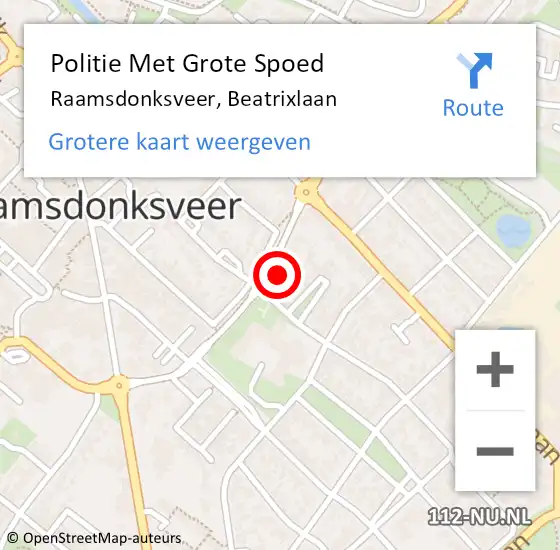 Locatie op kaart van de 112 melding: Politie Met Grote Spoed Naar Raamsdonksveer, Beatrixlaan op 3 mei 2023 13:04