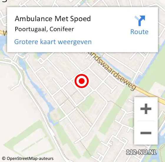 Locatie op kaart van de 112 melding: Ambulance Met Spoed Naar Poortugaal, Conifeer op 3 mei 2023 13:11