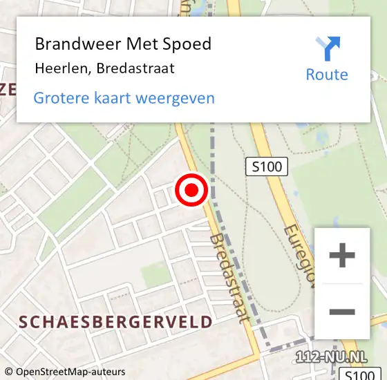 Locatie op kaart van de 112 melding: Brandweer Met Spoed Naar Heerlen, Bredastraat op 3 mei 2023 13:13