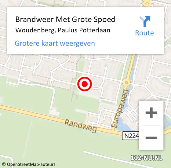 Locatie op kaart van de 112 melding: Brandweer Met Grote Spoed Naar Woudenberg, Paulus Potterlaan op 3 mei 2023 13:15