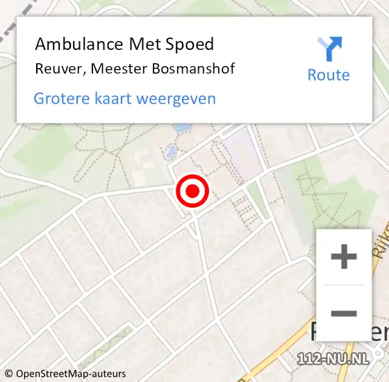 Locatie op kaart van de 112 melding: Ambulance Met Spoed Naar Reuver, Meester Bosmanshof op 3 mei 2023 13:20