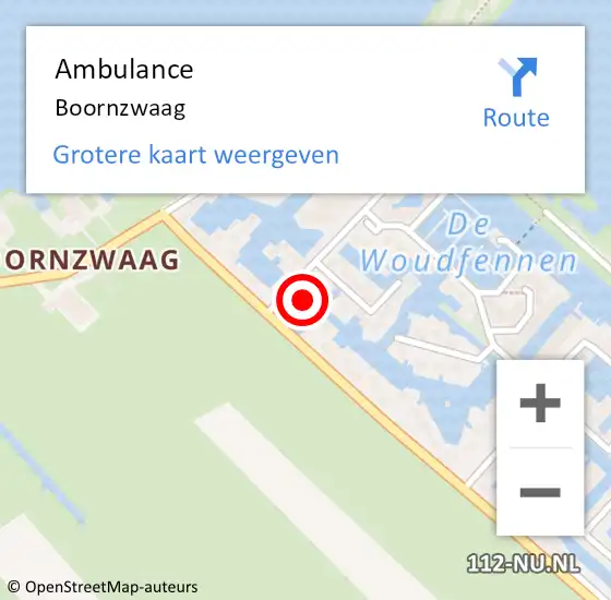 Locatie op kaart van de 112 melding: Ambulance Boornzwaag op 3 mei 2023 13:26