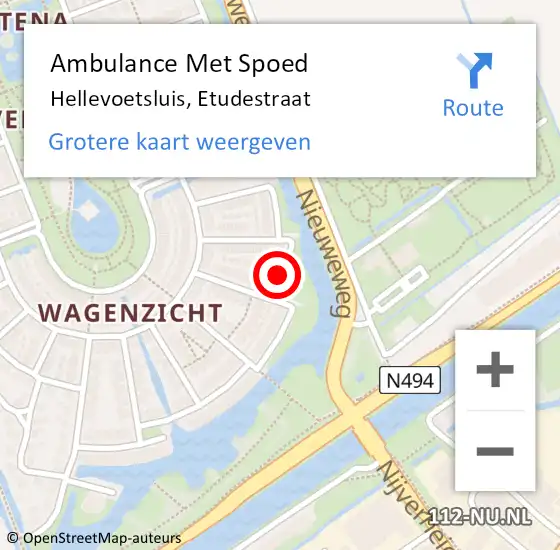 Locatie op kaart van de 112 melding: Ambulance Met Spoed Naar Hellevoetsluis, Etudestraat op 3 mei 2023 13:27