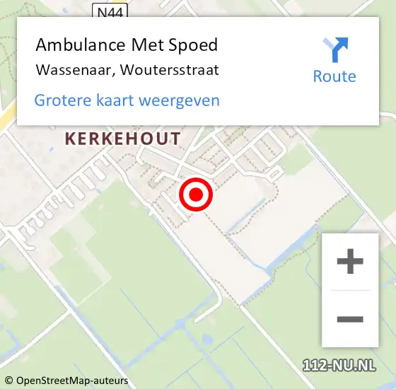 Locatie op kaart van de 112 melding: Ambulance Met Spoed Naar Wassenaar, Woutersstraat op 3 mei 2023 13:37