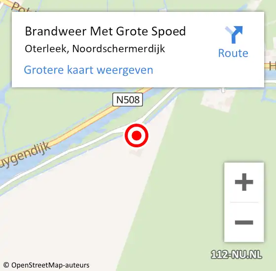 Locatie op kaart van de 112 melding: Brandweer Met Grote Spoed Naar Oterleek, Noordschermerdijk op 24 augustus 2014 09:06