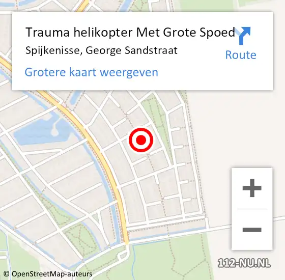 Locatie op kaart van de 112 melding: Trauma helikopter Met Grote Spoed Naar Spijkenisse, George Sandstraat op 3 mei 2023 13:45