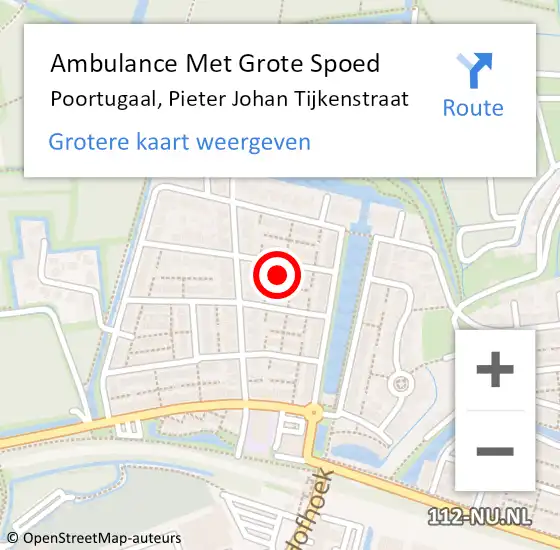 Locatie op kaart van de 112 melding: Ambulance Met Grote Spoed Naar Poortugaal, Pieter Johan Tijkenstraat op 3 mei 2023 13:47