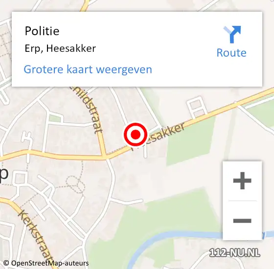 Locatie op kaart van de 112 melding: Politie Erp, Heesakker op 3 mei 2023 14:03