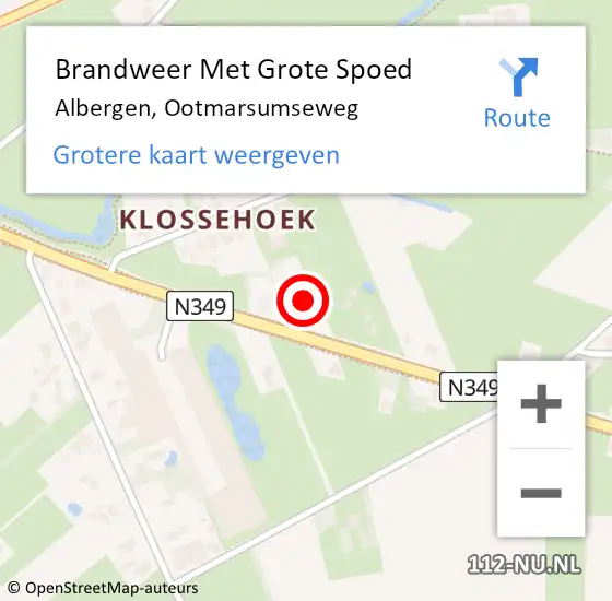 Locatie op kaart van de 112 melding: Brandweer Met Grote Spoed Naar Albergen, Ootmarsumseweg op 3 mei 2023 14:12