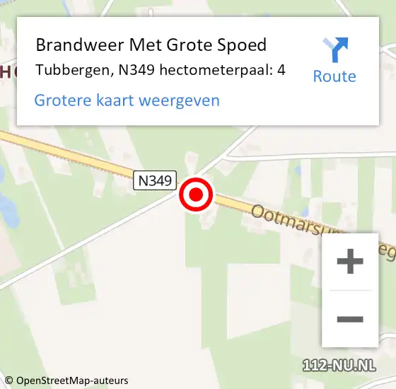 Locatie op kaart van de 112 melding: Brandweer Met Grote Spoed Naar Tubbergen, N349 hectometerpaal: 4 op 3 mei 2023 14:16