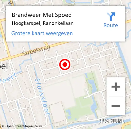 Locatie op kaart van de 112 melding: Brandweer Met Spoed Naar Hoogkarspel, Ranonkellaan op 3 mei 2023 15:02