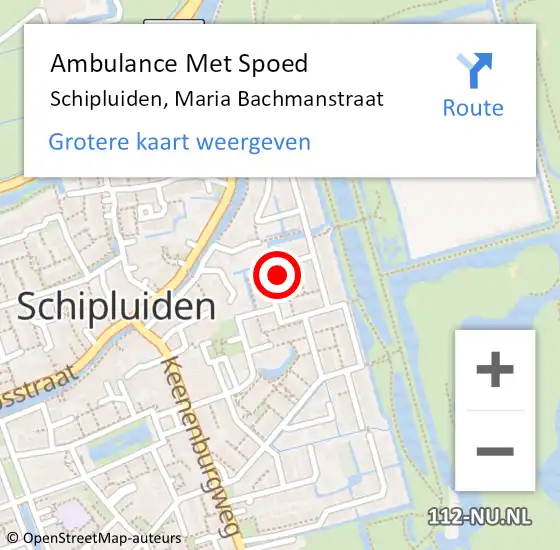 Locatie op kaart van de 112 melding: Ambulance Met Spoed Naar Schipluiden, Maria Bachmanstraat op 3 mei 2023 15:03