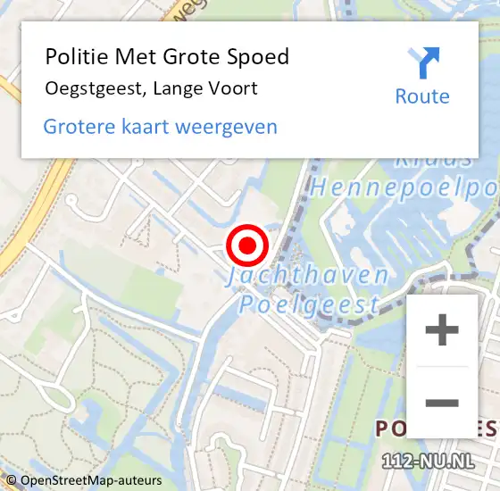 Locatie op kaart van de 112 melding: Politie Met Grote Spoed Naar Oegstgeest, Lange Voort op 3 mei 2023 15:12