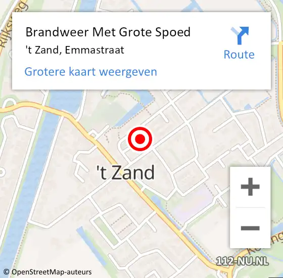 Locatie op kaart van de 112 melding: Brandweer Met Grote Spoed Naar 't Zand, Emmastraat op 3 mei 2023 15:18