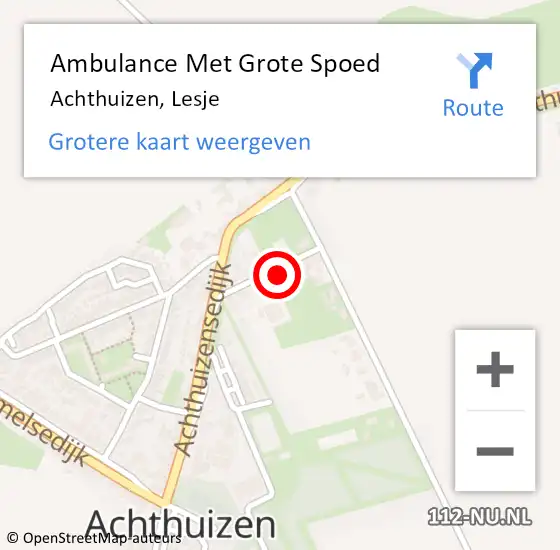 Locatie op kaart van de 112 melding: Ambulance Met Grote Spoed Naar Achthuizen, Lesje op 3 mei 2023 15:51