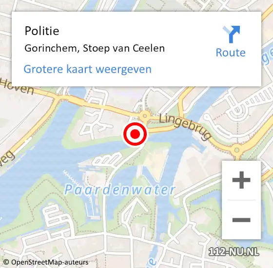 Locatie op kaart van de 112 melding: Politie Gorinchem, Stoep van Ceelen op 3 mei 2023 16:01