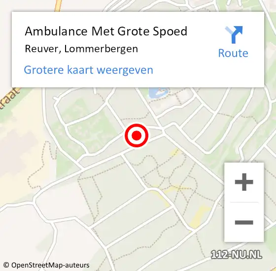 Locatie op kaart van de 112 melding: Ambulance Met Grote Spoed Naar Reuver, Lommerbergen op 3 mei 2023 16:01