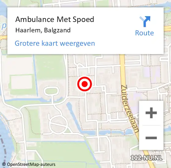 Locatie op kaart van de 112 melding: Ambulance Met Spoed Naar Haarlem, Balgzand op 3 mei 2023 16:26