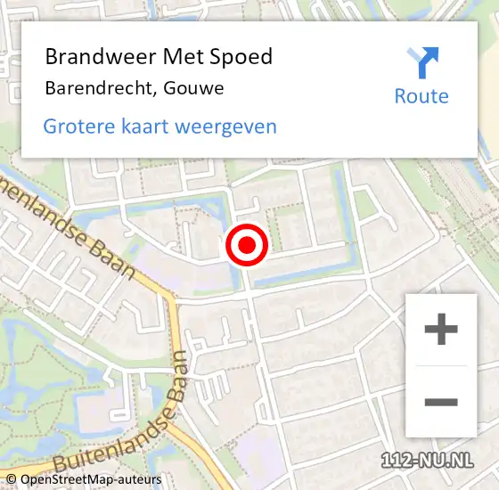 Locatie op kaart van de 112 melding: Brandweer Met Spoed Naar Barendrecht, Gouwe op 3 mei 2023 16:53