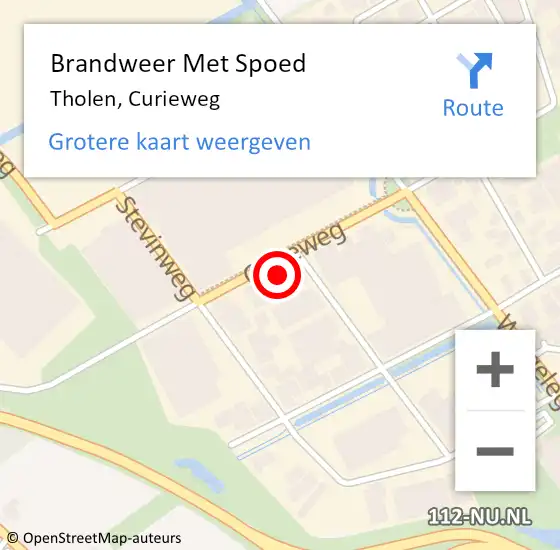 Locatie op kaart van de 112 melding: Brandweer Met Spoed Naar Tholen, Curieweg op 3 mei 2023 16:55