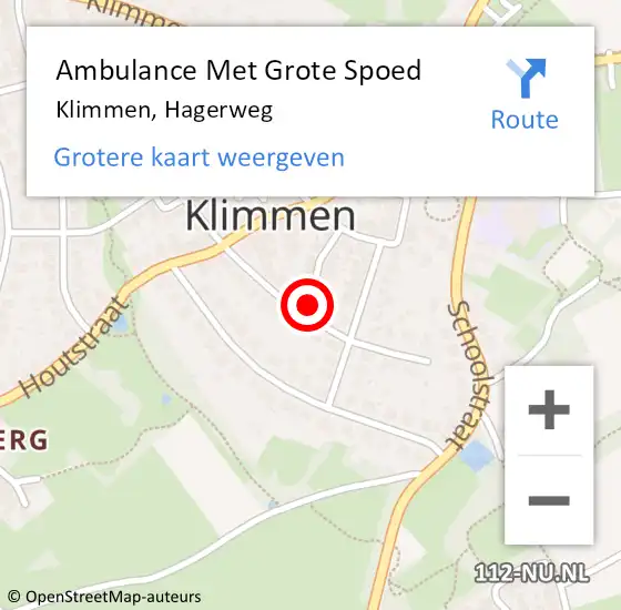 Locatie op kaart van de 112 melding: Ambulance Met Grote Spoed Naar Klimmen, Hagerweg op 12 oktober 2013 13:55